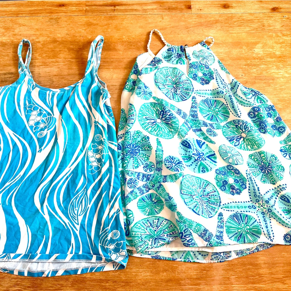 Lot of Two Cute Aqua Turquoise Lilly Pulitzer Tops - 8 M